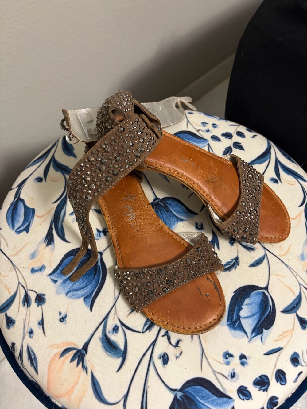 Payless Brown Studded Ankle-Strap Sandals